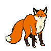 A cute cartoon fox, dancing joyfully.